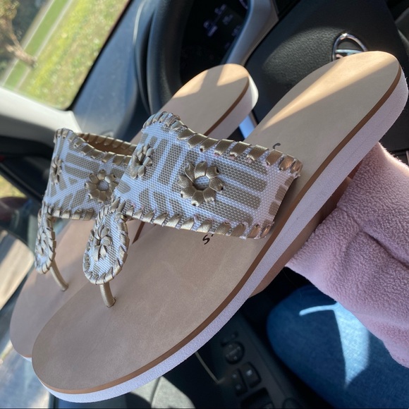 Gold & White Jack Rogers 6 1/2 - Picture 3 of 5